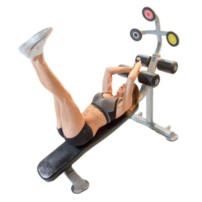 The Abs Company Target Abs in use leg raise white background