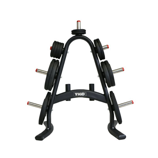 TKO 255lb Rubber Olympic Plate Set with A-Frame Plate Tree