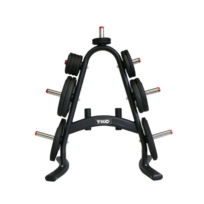 TKO 255lb Rubber Olympic Plate Set with A-Frame Plate Tree
