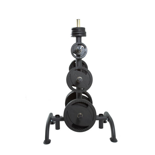 TKO 255lb Rubber Olympic Plate Set with Plate Tree front