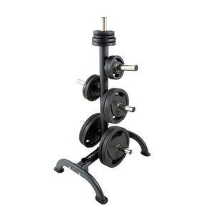 TKO 255lb Rubber Olympic Plate Set with Plate Tree