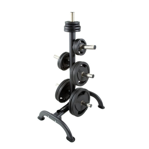 TKO 255lb Rubber Olympic Plate Set with Plate Tree