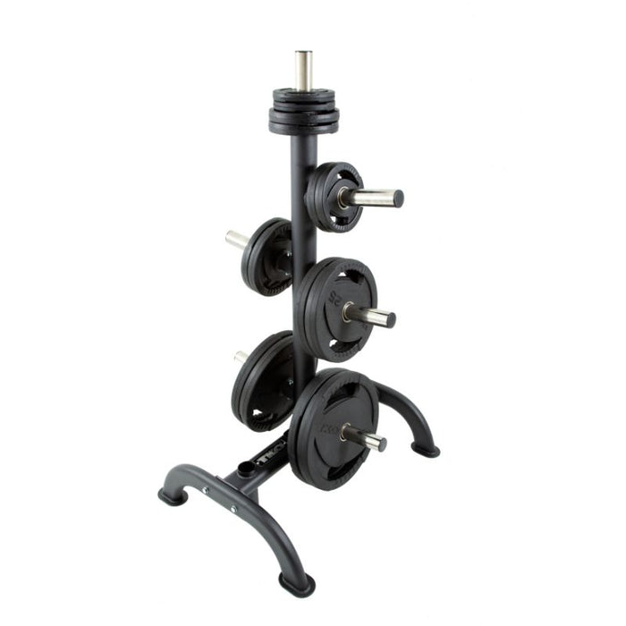 TKO 255lb Rubber Olympic Plate Set with Plate Tree