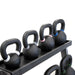 TKO 4-36kg Cast Kettlebell Set with 3-Tier Rack closeup top row