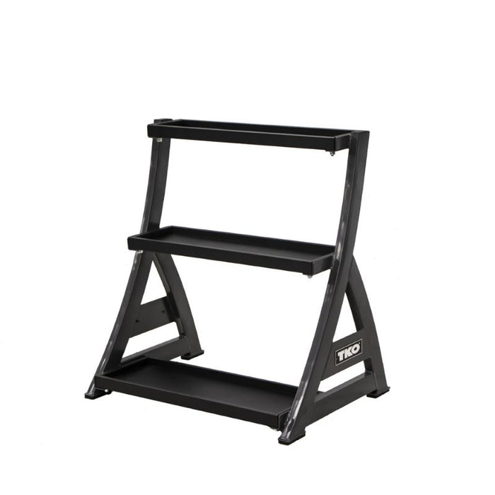 TKO 4-36kg Cast Kettlebell Set with 3-Tier Rack empty side view