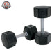 TKO 5-50lb Tri-Grip Rubber Hex Set with 3-Tier Rail Rack dumbbell set pair