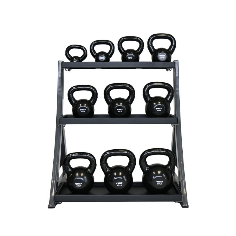 TKO TKO Strength 5-50lb Vinyl Kettlebell Set with 3-Tier Rack