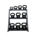 TKO 5-50lb Vinyl Kettlebell Set with 3-Tier Rack