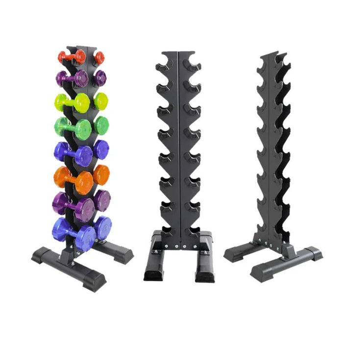 TKO 8 Pair Gummi Bell Set with Storage Rack Loaded and Empty