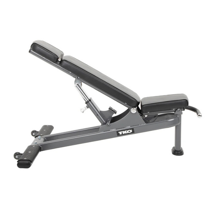 TKO Strength 874MA Commercial Multi-Angle Adjustable Bench Side View with Back Pad Angled