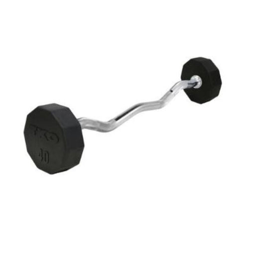 TKO Fixed Rubber EZ Curl Bar Set, 20-110lbs with Rack single bar