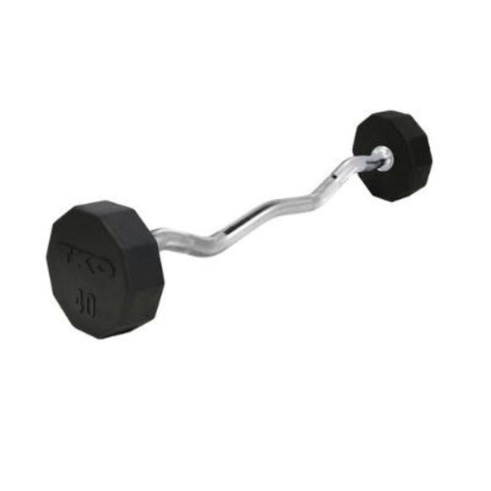 TKO Fixed Rubber Curl Bar Set, 20-60lbs with Rack single bar