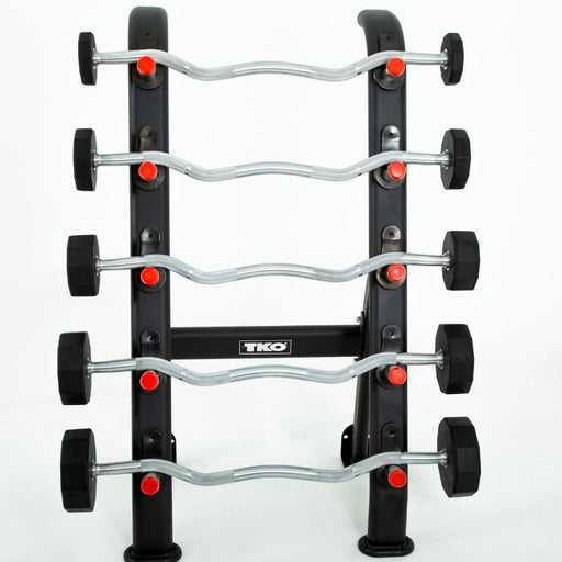 TKO Fixed Rubber Curl Bar Set, 20-60lbs with Rack