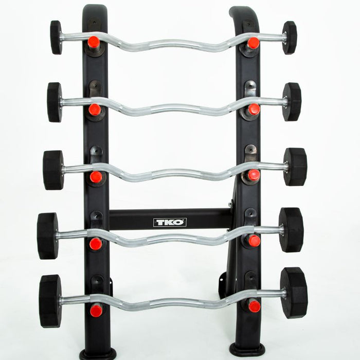 TKO Fixed Rubber Curl Bar Set, 20-60lbs with Rack