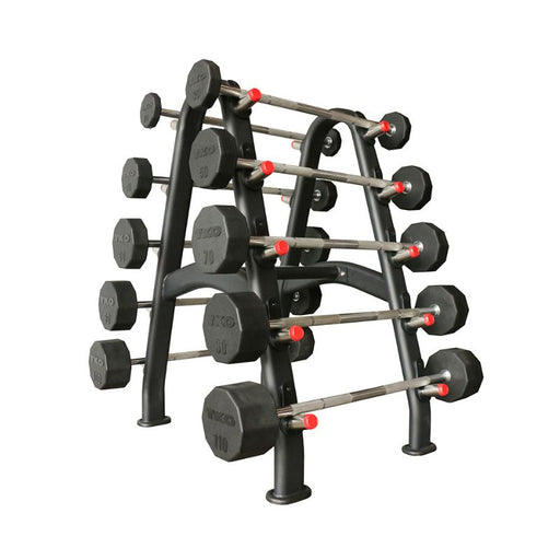 TKO Fixed Rubber Straight Barbell Set, 20-110lbs with Rack