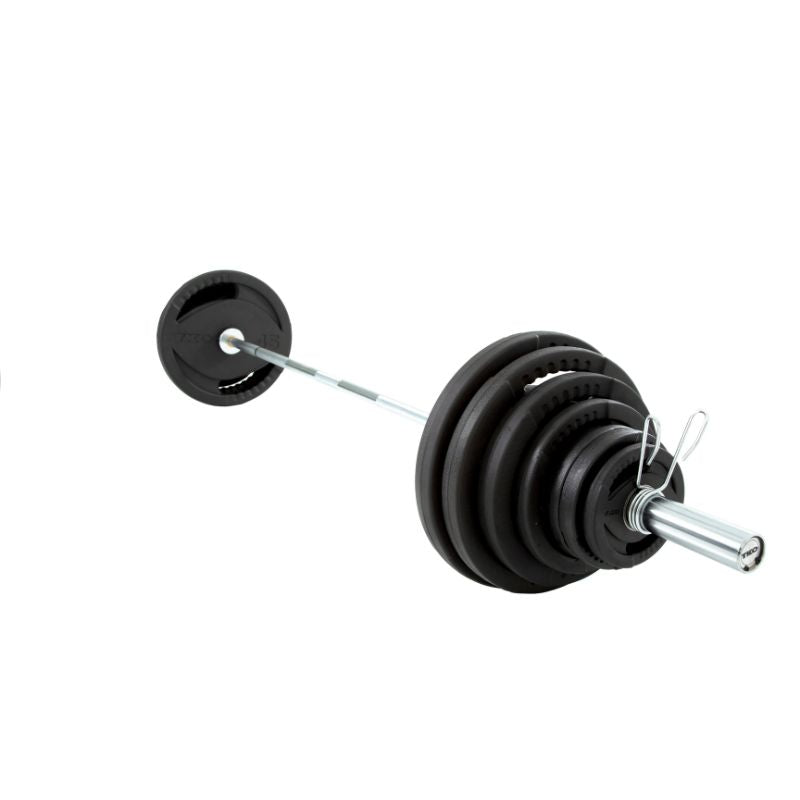 TKO Olympic Rubber Plate and Barbell Set, 300lb Plates + 1000lb Cap Bar