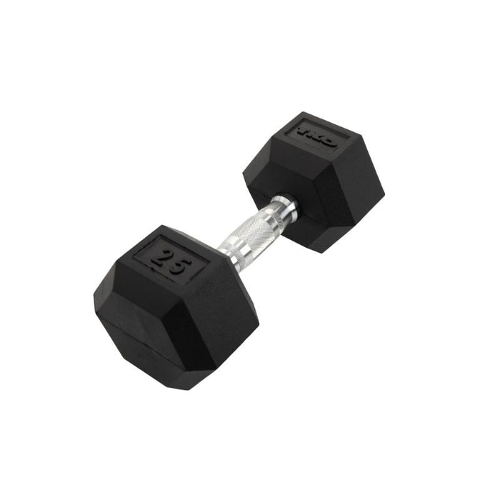 TKO Strength Rubber Hex Dumbbell Set with Contour Grip 25lb
