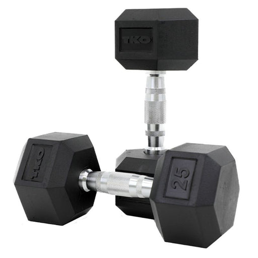 TKO Strength Rubber Hex Dumbbell Set with Contour Grip