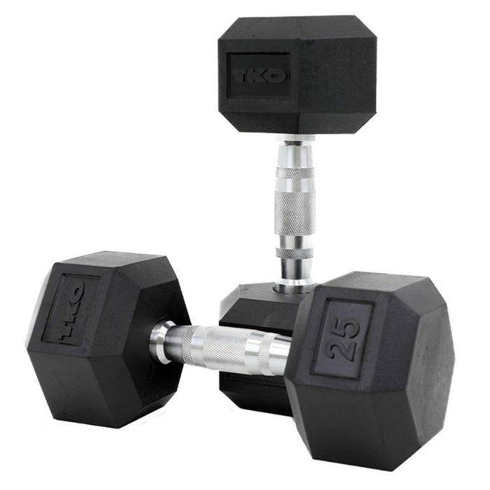 TKO Strength Rubber Hex Dumbbell Set with Contour Grip