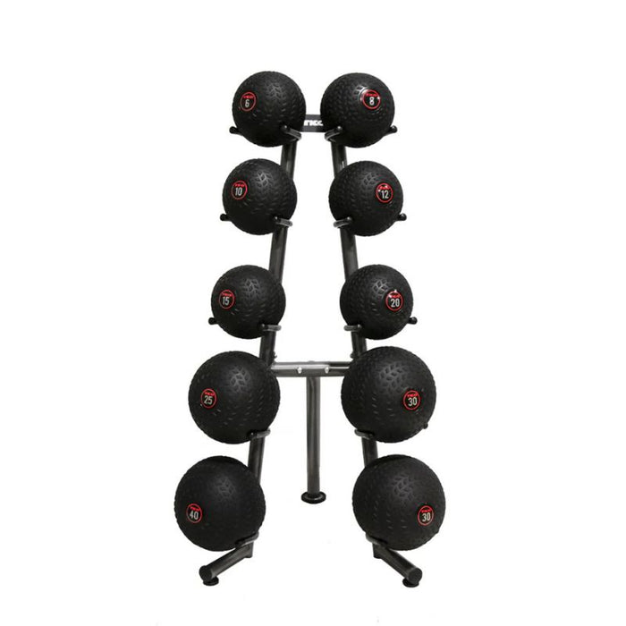 TKO Strength 10 Medicine Ball Storage Rack 849MB-10 Loaded Black