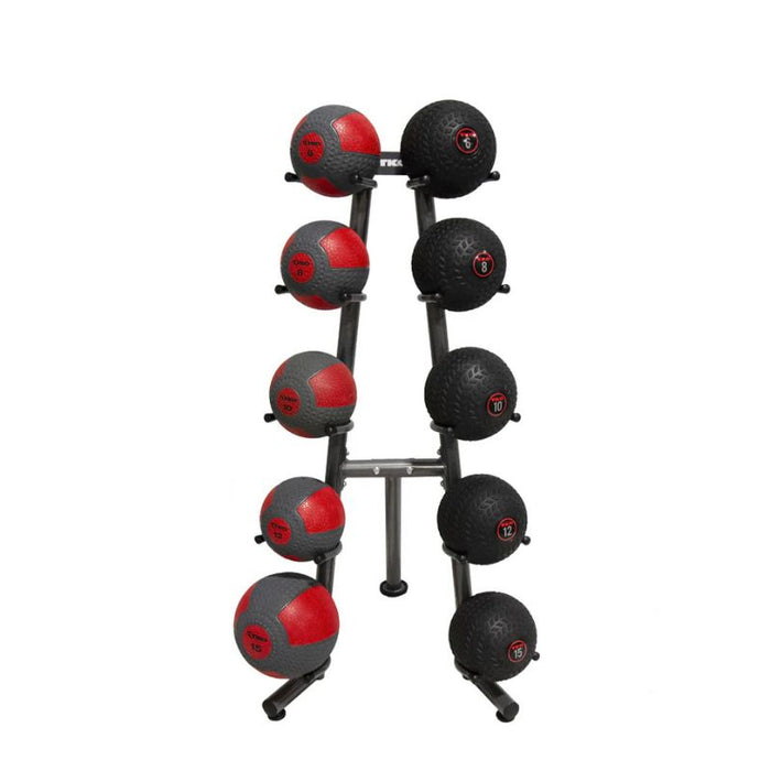 TKO Strength 10 Medicine Ball Storage Rack 849MB-10 Loaded Mixed