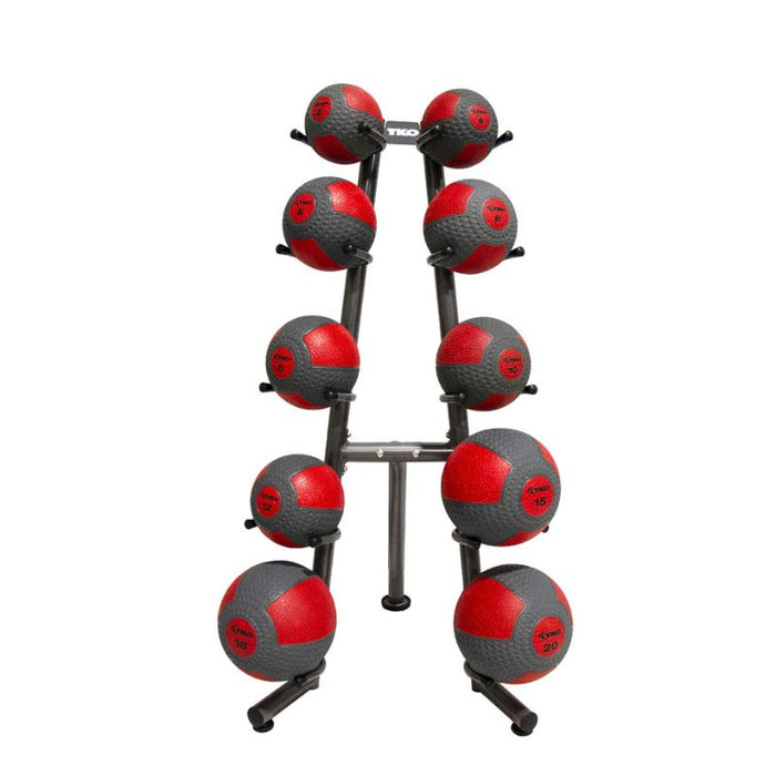 TKO Strength 10 Medicine Ball Storage Rack 849MB-10 Loaded Red
