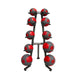 TKO Strength 10 Medicine Ball Storage Rack 849MB-10 Loaded Red