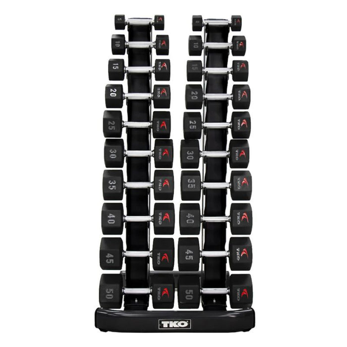 TKO Strength 10 Pair Vertical Dumbbell Rack loaded