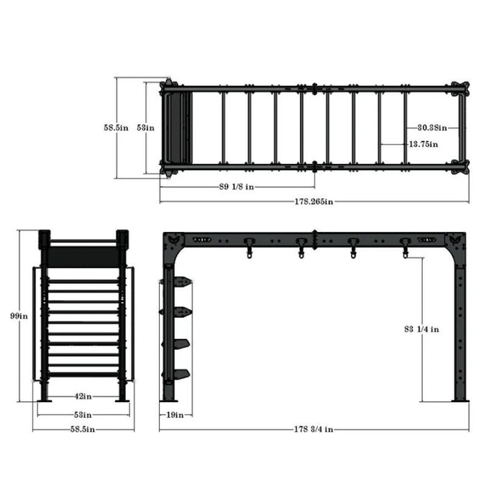 TKO Strength 14' Bridge DB-SB14-848 Dimensions