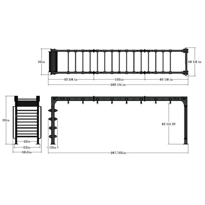 TKO Strength 23' Bridge DB-SB23-848-dimensions