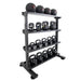 TKO Strength 4-Tier Horizontal Kettlebell Tray Rack 895KR-4B Angle Loaded