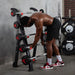 TKO Strength 5 Barbell Storage Rack 845BBR-BK with Athlete