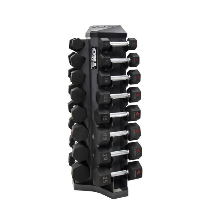 TKO Strength 8 Pair Vertical Dumbbell Rack angled view