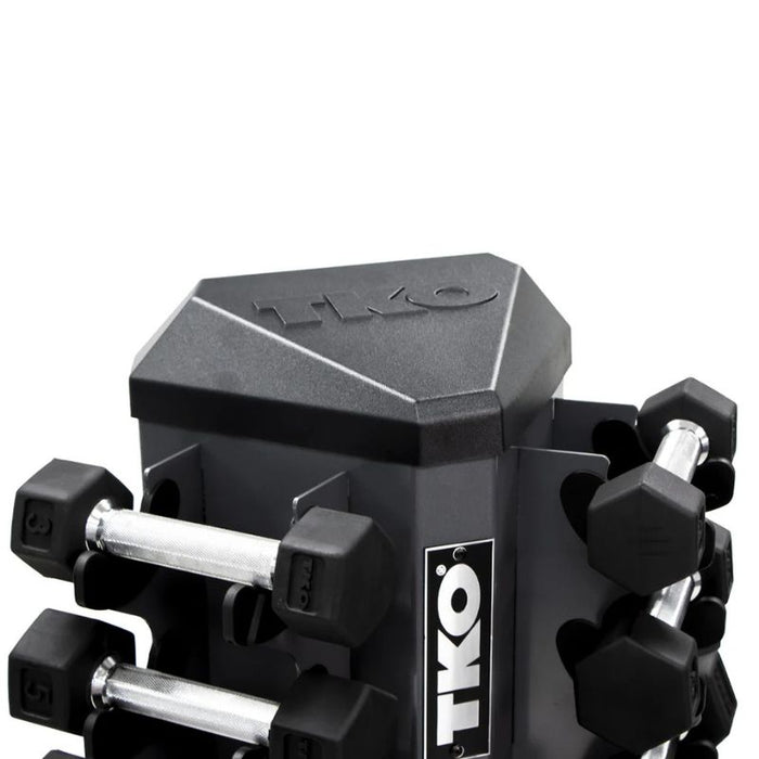 TKO Strength 8 Pair Vertical Dumbbell Rack top closeup
