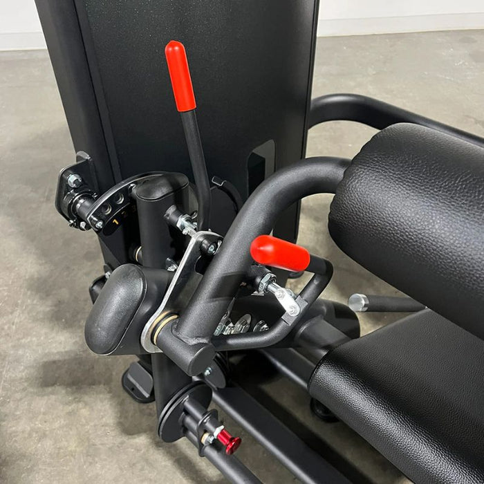 TKO Strength Achieve Leg Extension Leg Curl weight stack detail