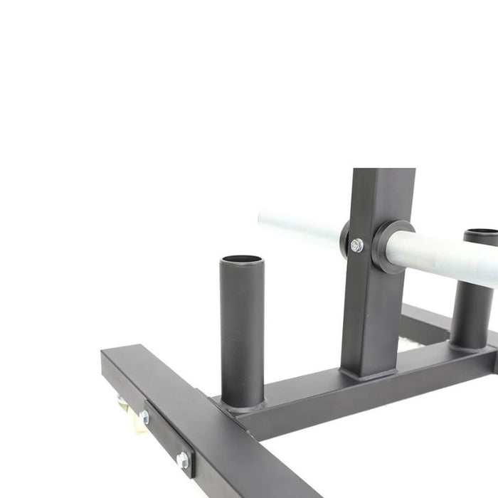 TKO Strength Bumper Plate Rack with Wheels 851VBR Bar Holder Detail