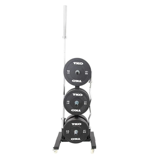 TKO Strength Bumper Plate Rack with Wheels 851VBR Loaded
