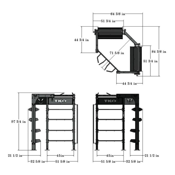 TKO Strength Corner Suspension Bay DB-CSU-848 Dimension