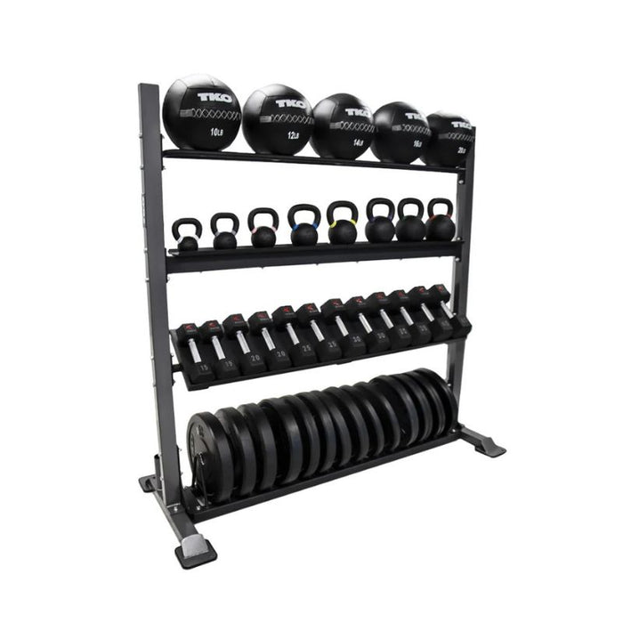 TKO Strength Customizable Storage Rack Full Angle View Loaded