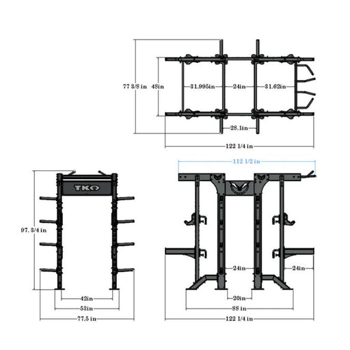 TKO Strength Double Half Rack DB-DHR Dimensions