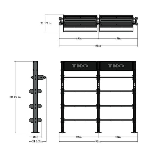TKO Strength Double Storage Bay DB-DSB-848 Dimension