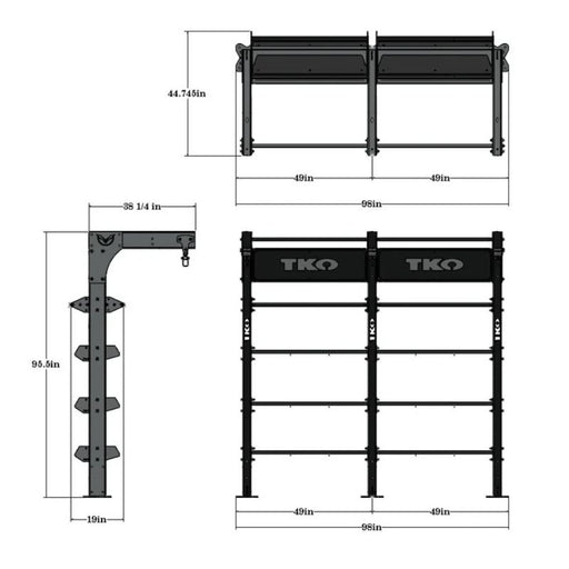TKO Strength Double Suspension Bay DB-DSUB-848 Dimensions