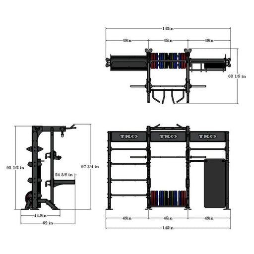 TKO Strength Half Rack Dual Storage DB-HRDS-848 Dimensions