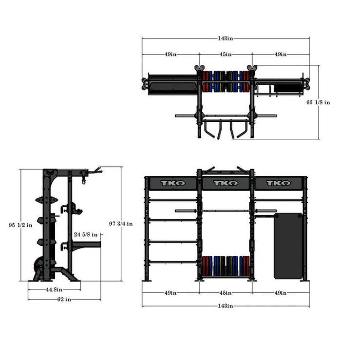 TKO Strength Half Rack Dual Storage DB-HRDS-848 Dimensions