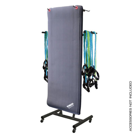 TKO Strength Hanging Club Mat Rack 850MR-BK Mat Storage Loaded