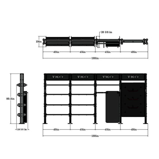 TKO Strenght Quadruple Storage Bay DB-QSB-848 Dimensions