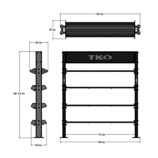 TKO Strength Single Storage Bay XL DB-SSB-872 Dimensions
