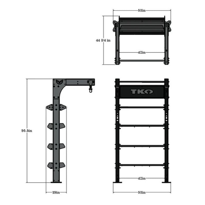 TKO Strength Single Suspension Bay DB-SUB-848 Dimensions
