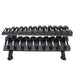 TKO Strength 2-Tier Horizontal Dumbbell Rack 889HDR-BK Loaded