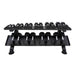 TKO Tri-Grip Rubber Hex Dumbbell Set with Rack